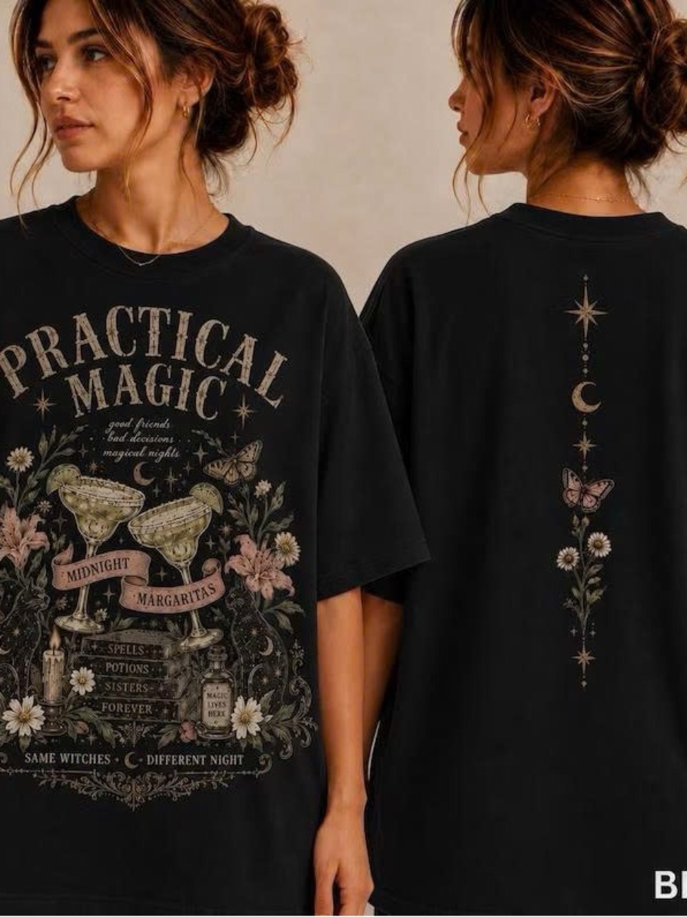 Practical Magic Black Graphic Tee - Midnight Margaritas